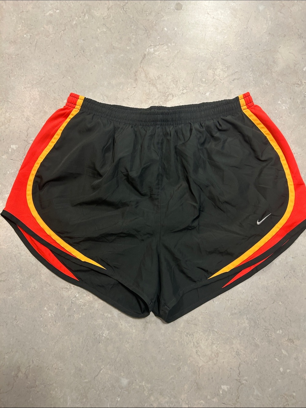 Nike Black Athletic Shorts with Red & Yellow Trim